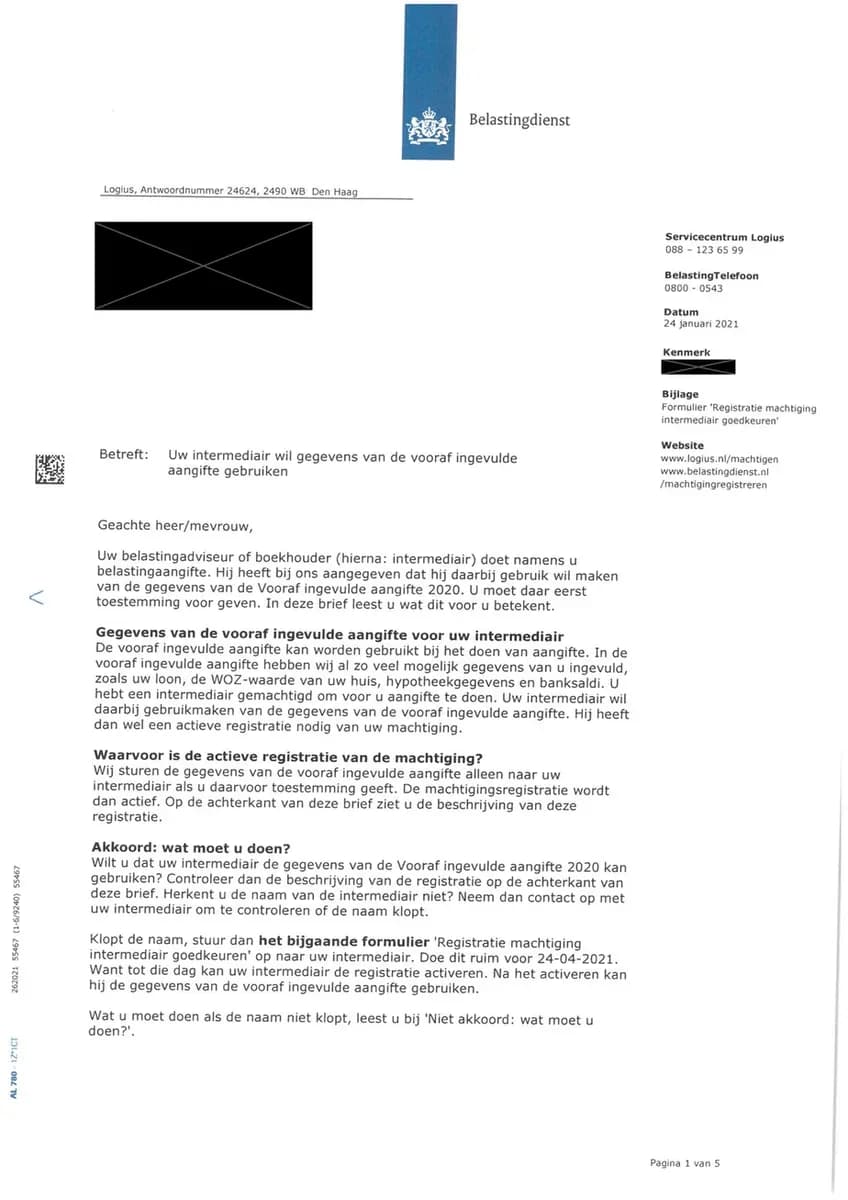 Pierwsza strona pisma dotyczącego upoważnienia do zweryfikowania danych podatnika